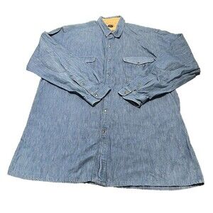 Saratoga by Robert Peritz Mens Vintage Western Denim Button Up Work Shirt XL